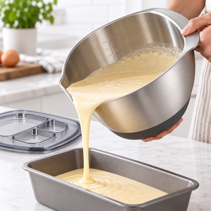 CornerPour Square-Round Mixing Bowl & Prep Lid