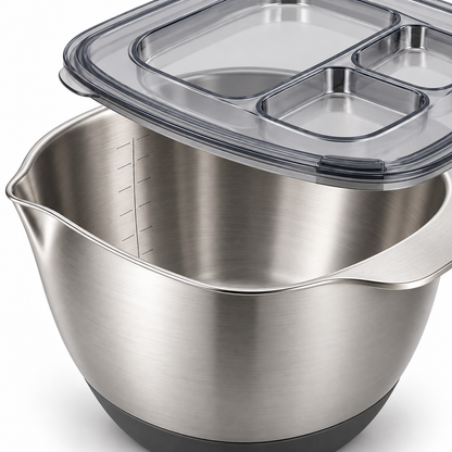 CornerPour Square-Round Mixing Bowl & Prep Lid