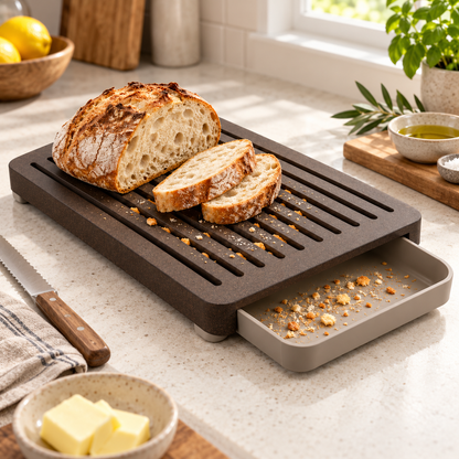 CrumbSlide Bread Prep Board with Hidden Catch Drawer